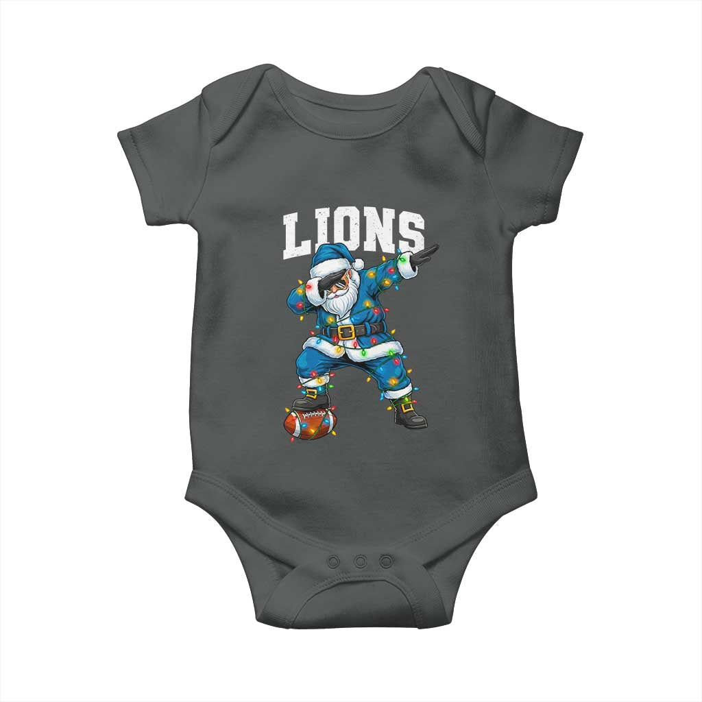 LF Christmas Baby Onesie Funny Dabbing Santa Football Lovers Game Day TS10 Dark Heather Print Your Wear