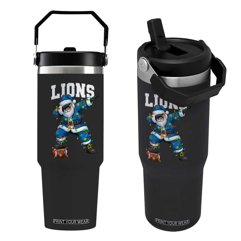 LF Christmas Flip Straw Tumbler Funny Dabbing Santa Football Lovers Game Day TS10 One Size: 30 oz Black Print Your Wear