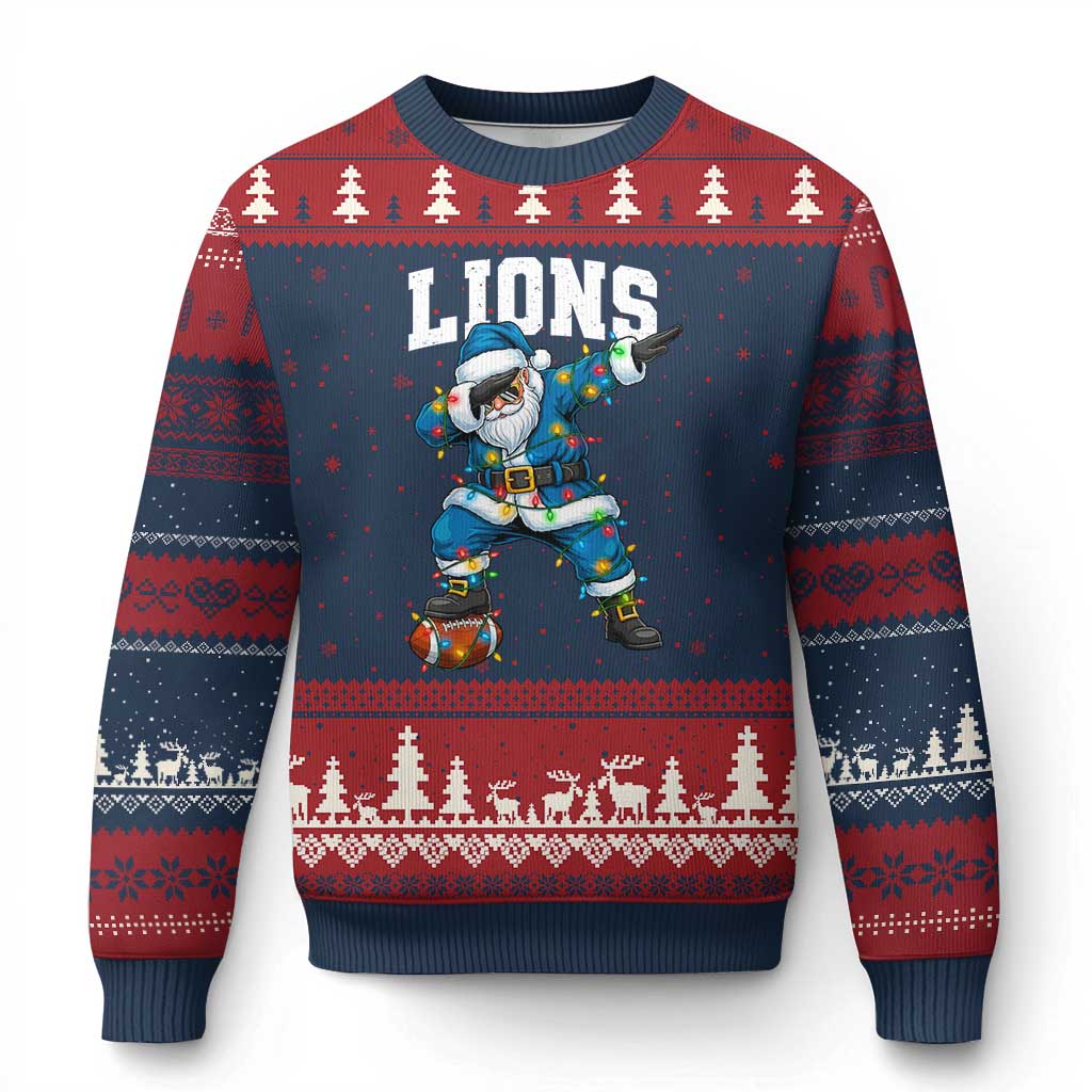 LF Christmas Ugly Christmas Sweater Funny Dabbing Santa Football Lovers Game Day TS10 Navy Red Print Your Wear