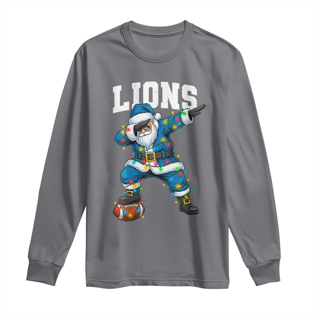 LF Christmas Long Sleeve Shirt Funny Dabbing Santa Football Lovers Game Day TS10 Charcoal Print Your Wear