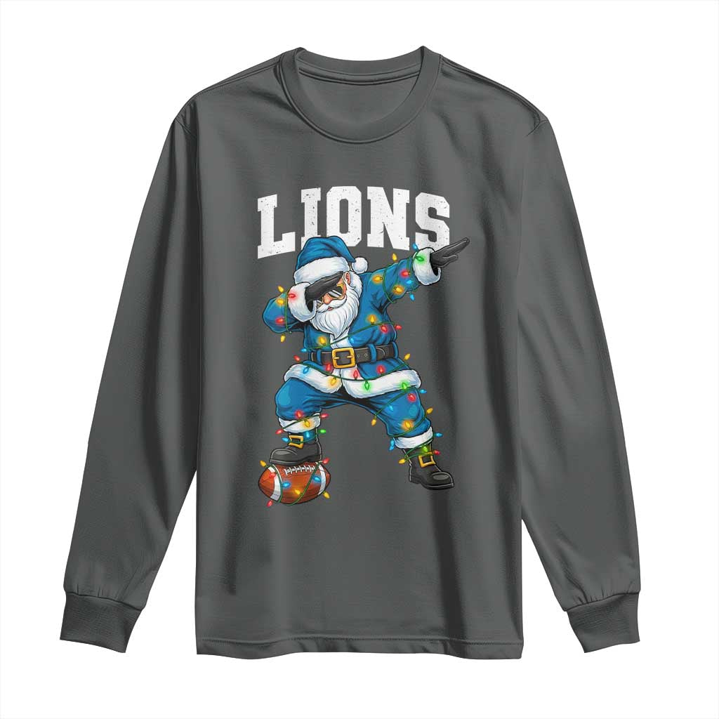 LF Christmas Long Sleeve Shirt Funny Dabbing Santa Football Lovers Game Day TS10 Dark Heather Print Your Wear