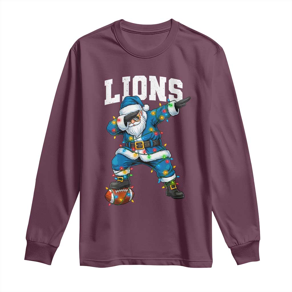 LF Christmas Long Sleeve Shirt Funny Dabbing Santa Football Lovers Game Day TS10 Maroon Print Your Wear