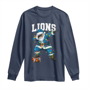 LF Christmas Long Sleeve Shirt Funny Dabbing Santa Football Lovers Game Day TS10 Navy Print Your Wear
