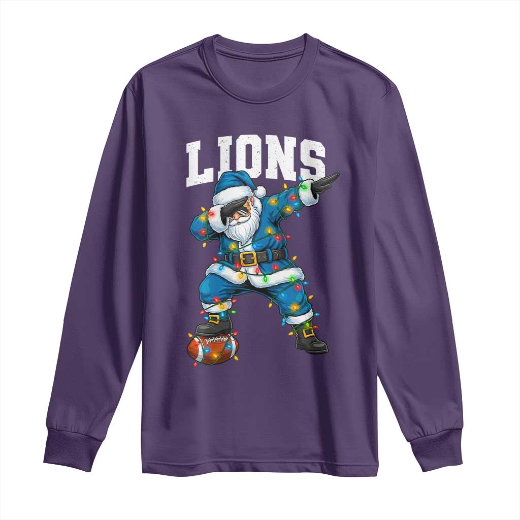 LF Christmas Long Sleeve Shirt Funny Dabbing Santa Football Lovers Game Day TS10 Purple Print Your Wear