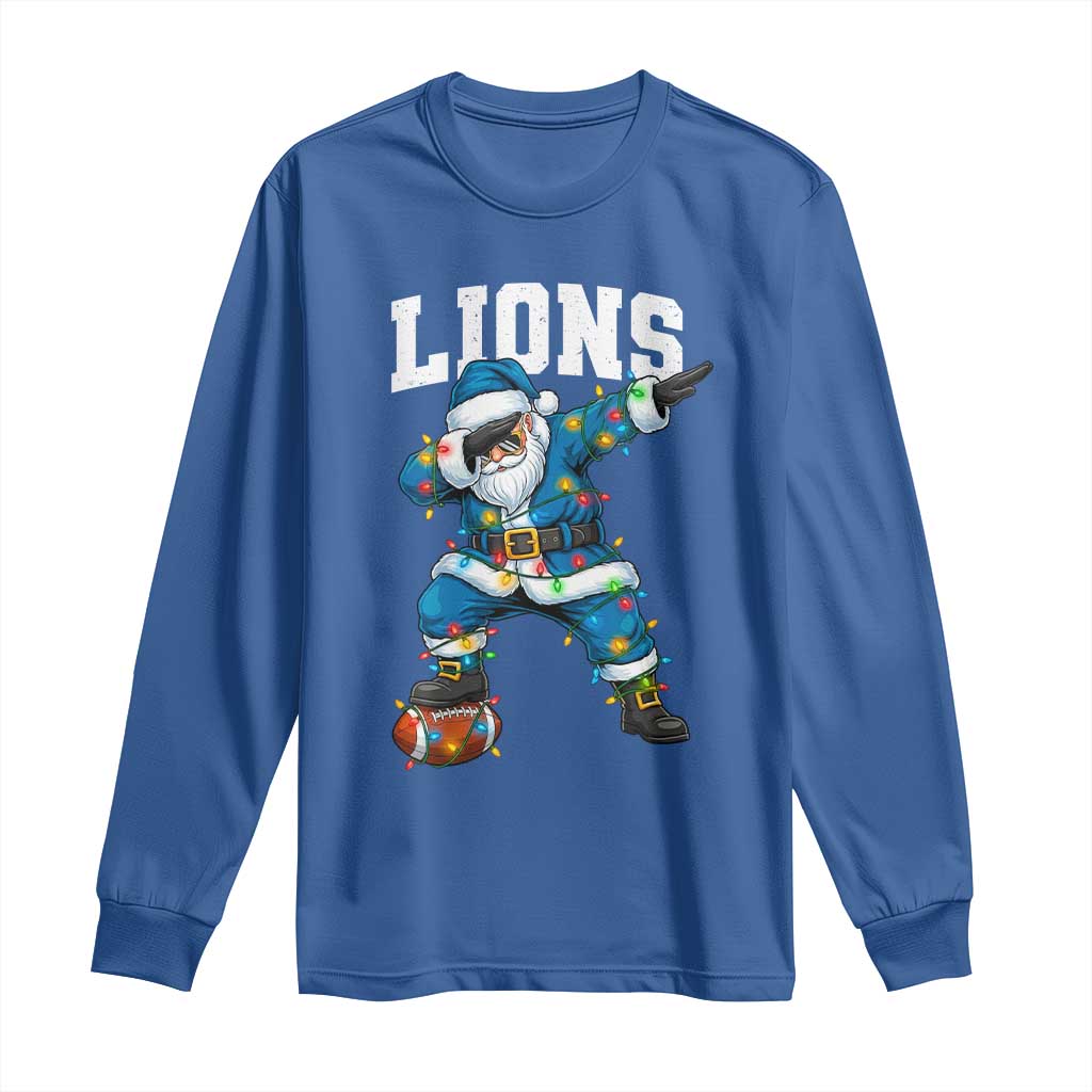LF Christmas Long Sleeve Shirt Funny Dabbing Santa Football Lovers Game Day TS10 Royal Blue Print Your Wear
