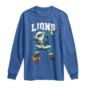 LF Christmas Long Sleeve Shirt Funny Dabbing Santa Football Lovers Game Day TS10 Royal Blue Print Your Wear