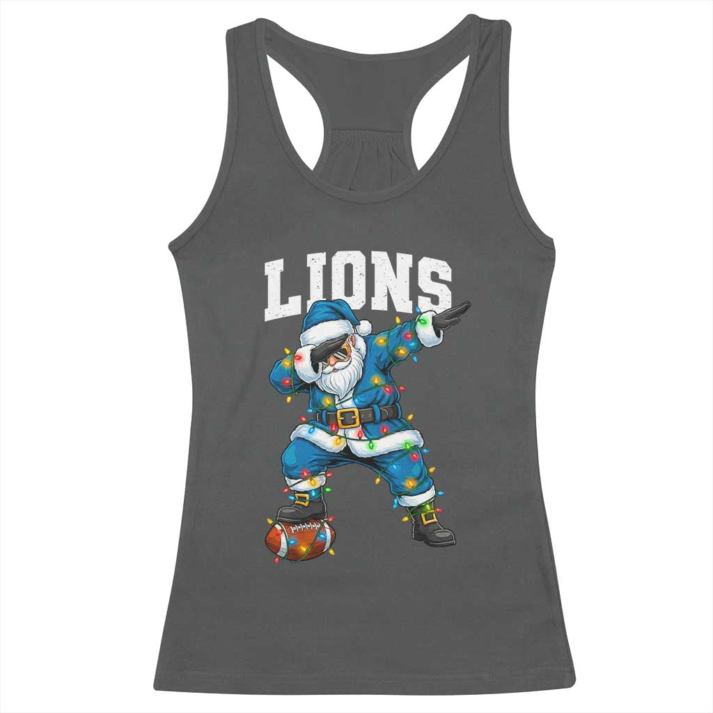 LF Christmas Racerback Tank Top Funny Dabbing Santa Football Lovers Game Day TS10 Dark Heather Print Your Wear
