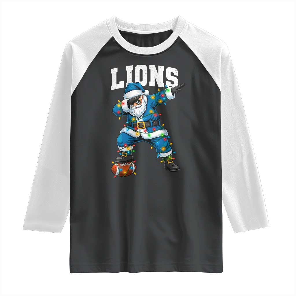 LF Christmas Raglan Shirt Funny Dabbing Santa Football Lovers Game Day TS10 Black White Print Your Wear