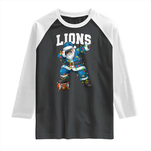 LF Christmas Raglan Shirt Funny Dabbing Santa Football Lovers Game Day TS10 Black White Print Your Wear