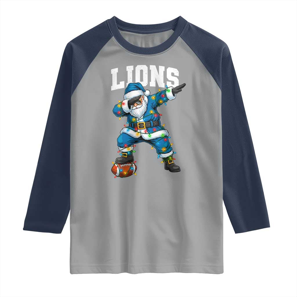 LF Christmas Raglan Shirt Funny Dabbing Santa Football Lovers Game Day TS10 Sport Gray Navy Print Your Wear