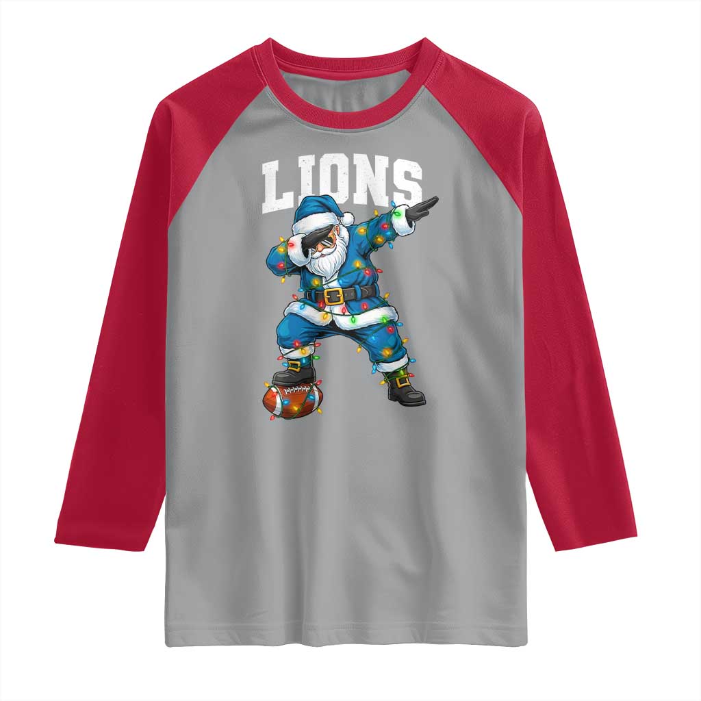 LF Christmas Raglan Shirt Funny Dabbing Santa Football Lovers Game Day TS10 Sport Gray Red Print Your Wear