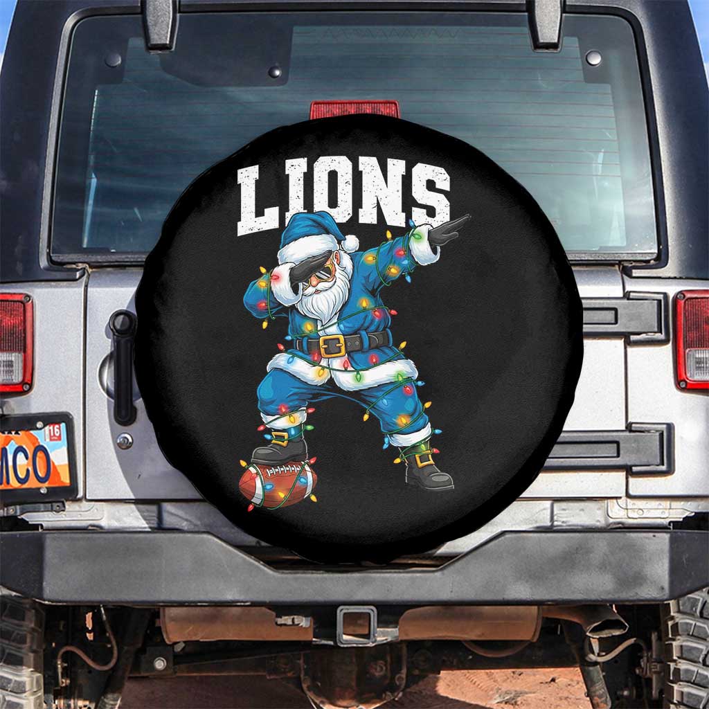 LF Christmas Spare Tire Cover Funny Dabbing Santa Football Lovers Game Day TS10 No hole Black Print Your Wear