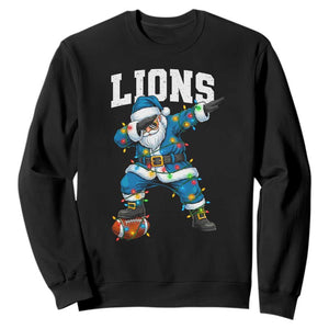 Lions Christmas Sweatshirt Funny Dabbing Santa Football Lovers Game Day TS10 Black Print Your Wear