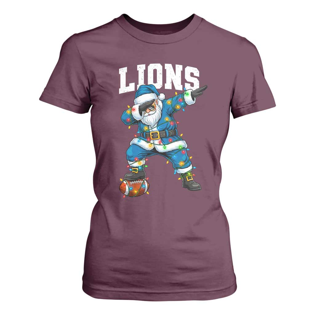 LF Christmas T Shirt For Women Funny Dabbing Santa Football Lovers Game Day TS10 Maroon Print Your Wear