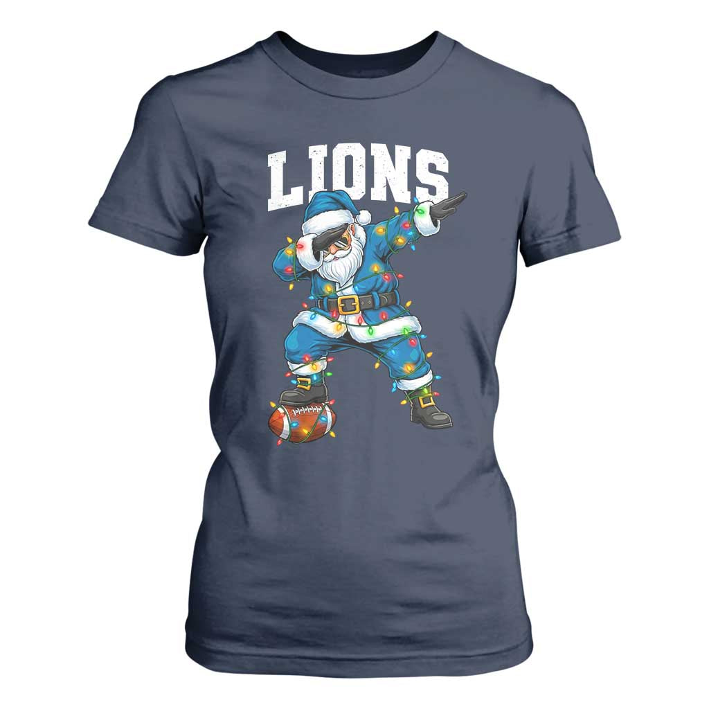 LF Christmas T Shirt For Women Funny Dabbing Santa Football Lovers Game Day TS10 Navy Print Your Wear
