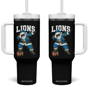 LF Christmas Tumbler With Handle Funny Dabbing Santa Football Lovers Game Day TS10 One Size: 40 oz Black Print Your Wear