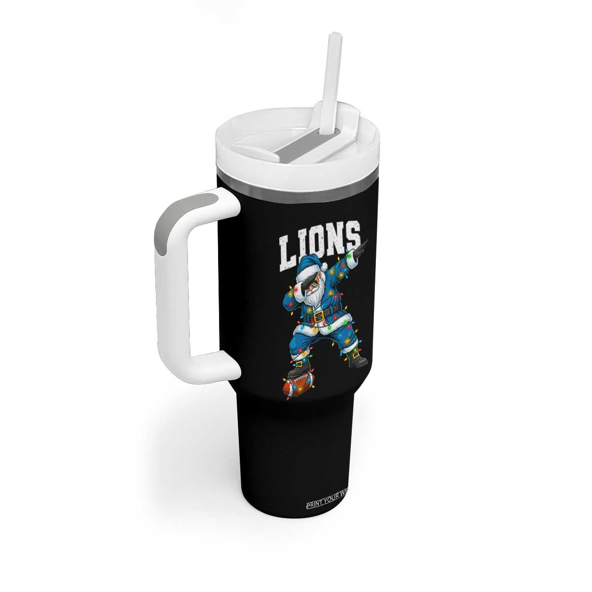 LF Christmas Tumbler With Handle Funny Dabbing Santa Football Lovers Game Day TS10 Print Your Wear
