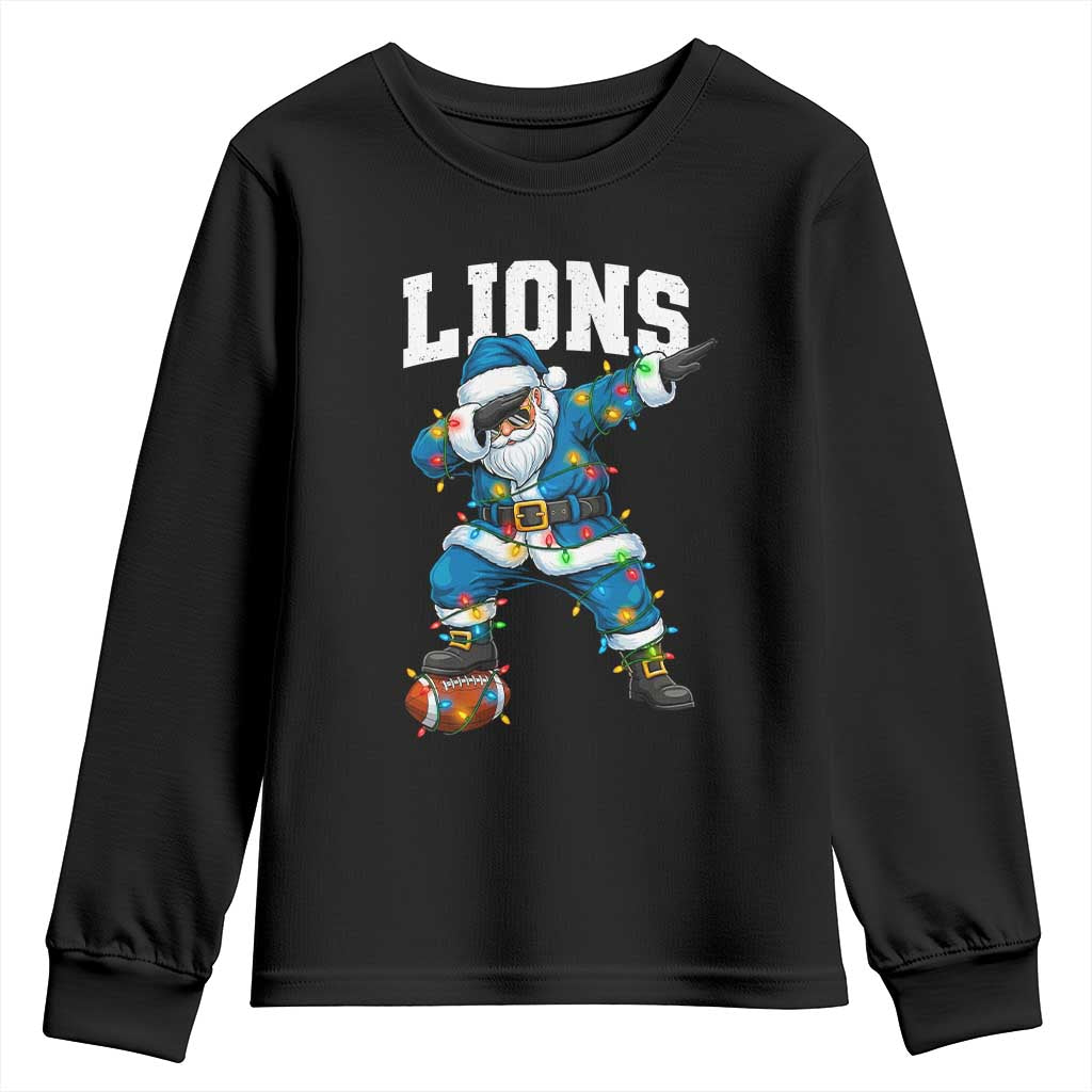 LF Christmas Youth Sweatshirt Funny Dabbing Santa Football Lovers Game Day TS10 Black Print Your Wear