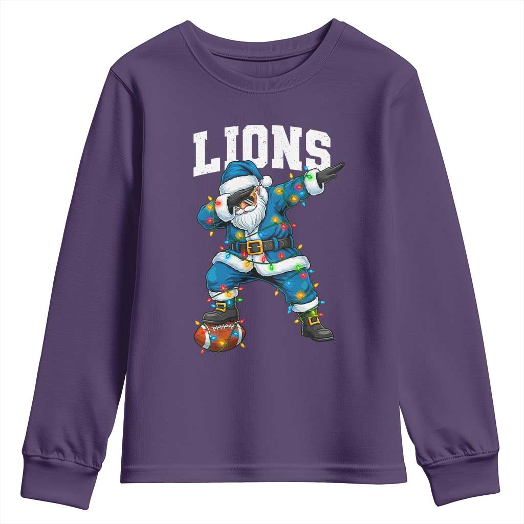LF Christmas Youth Sweatshirt Funny Dabbing Santa Football Lovers Game Day TS10 Purple Print Your Wear