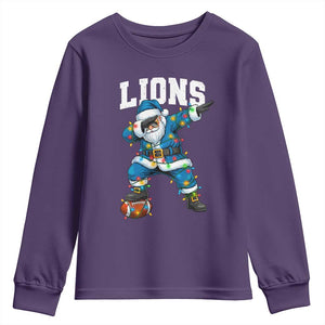LF Christmas Youth Sweatshirt Funny Dabbing Santa Football Lovers Game Day TS10 Purple Print Your Wear