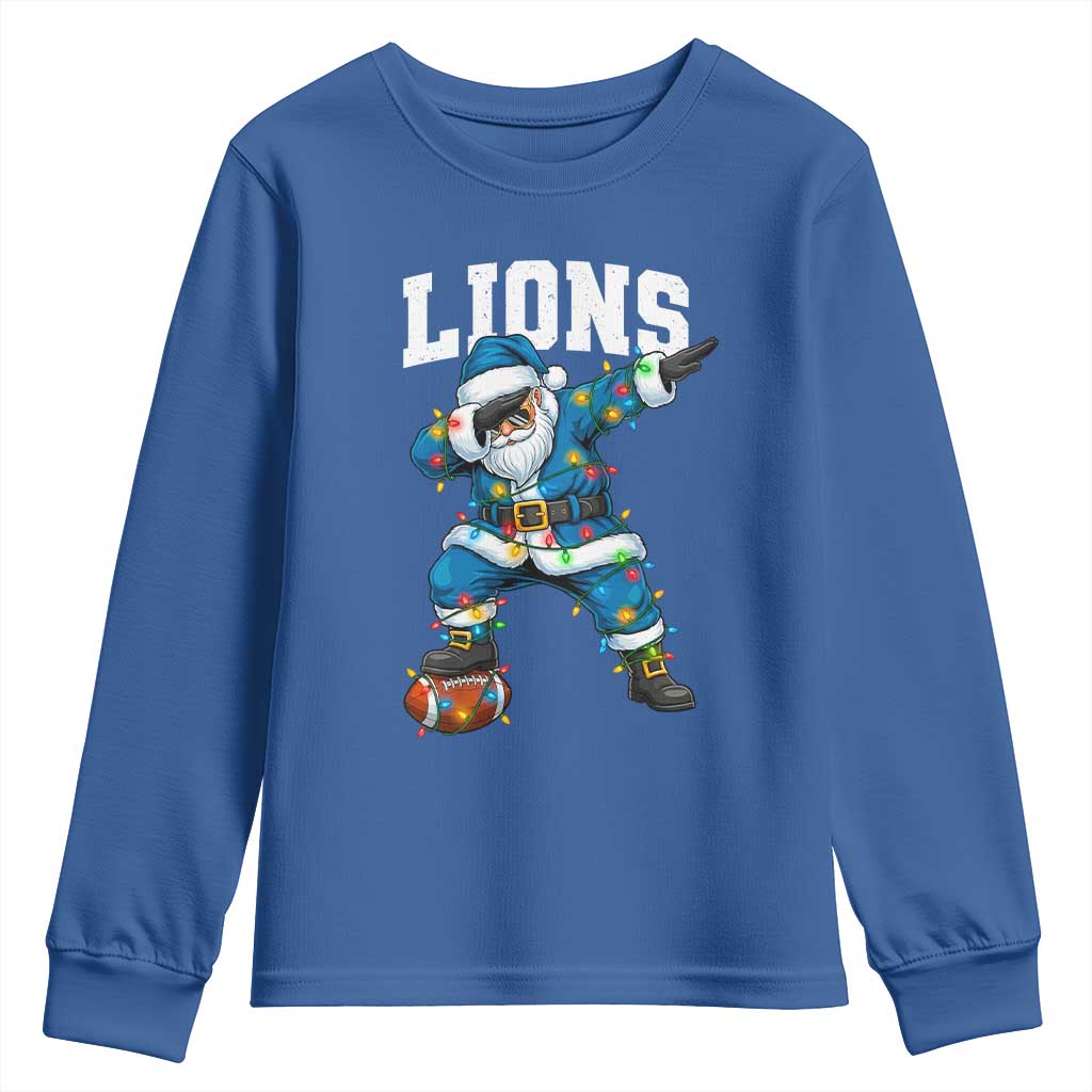 LF Christmas Youth Sweatshirt Funny Dabbing Santa Football Lovers Game Day TS10 Royal Blue Print Your Wear