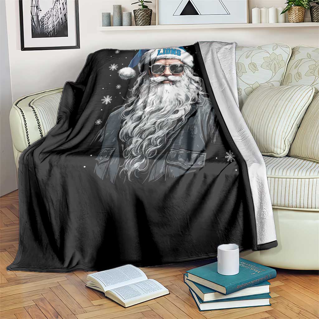 Vintage DFL Christmas Throw Blanket Retro Santa Lions Fan Game Day TS10 Print Your Wear