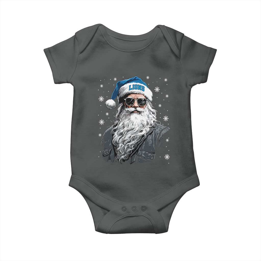 Vintage DFL Christmas Baby Onesie Retro Santa Lions Fan Game Day TS10 Dark Heather Print Your Wear