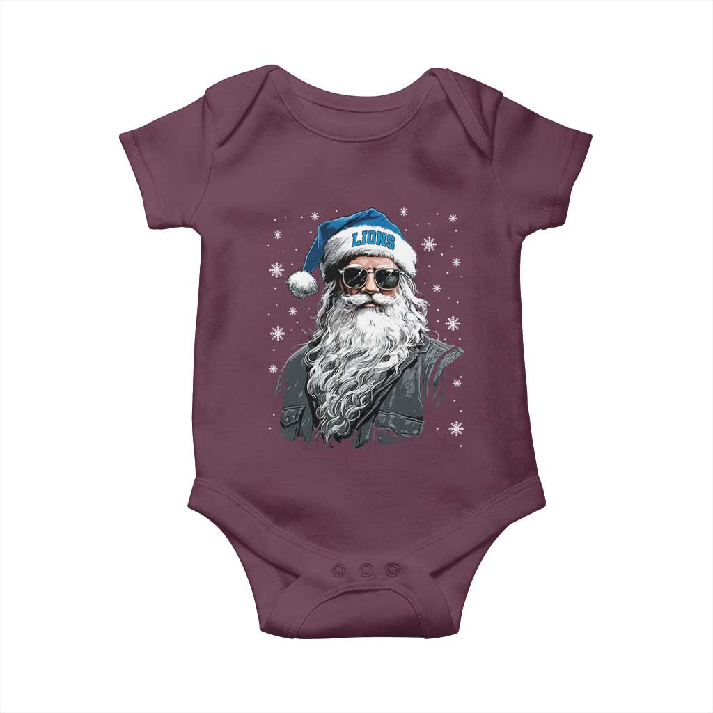 Vintage DFL Christmas Baby Onesie Retro Santa Lions Fan Game Day TS10 Maroon Print Your Wear