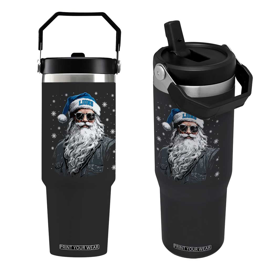 Vintage DFL Christmas Flip Straw Tumbler Retro Santa Lions Fan Game Day TS10 One Size: 30 oz Black Print Your Wear