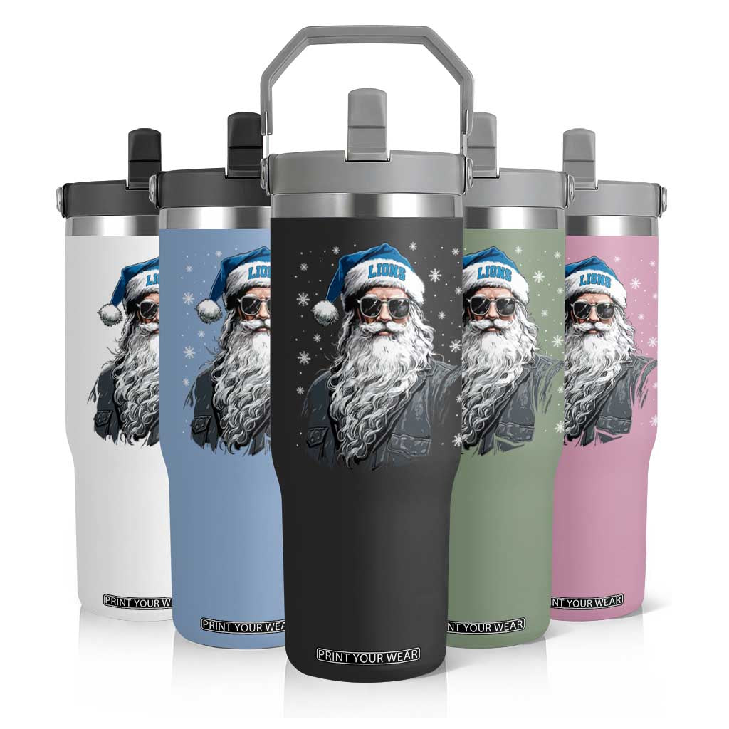 Vintage DFL Christmas Flip Straw Tumbler Retro Santa Lions Fan Game Day TS10 Print Your Wear