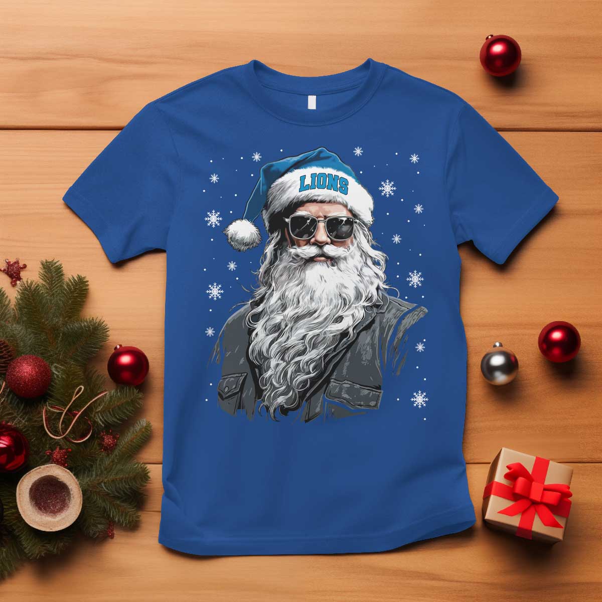 Vintage DFL Christmas T Shirt Retro Santa Lions Fan Game Day TS10 Royal Blue Print Your Wear
