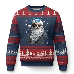 Vintage DFL Christmas Ugly Christmas Sweater Retro Santa Lions Fan Game Day TS10 Navy Red Print Your Wear