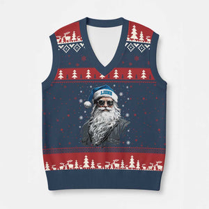 Vintage DFL Christmas V-Neck Knit Sweater Vest Retro Santa Lions Fan Game Day TS10 Navy Red Print Your Wear