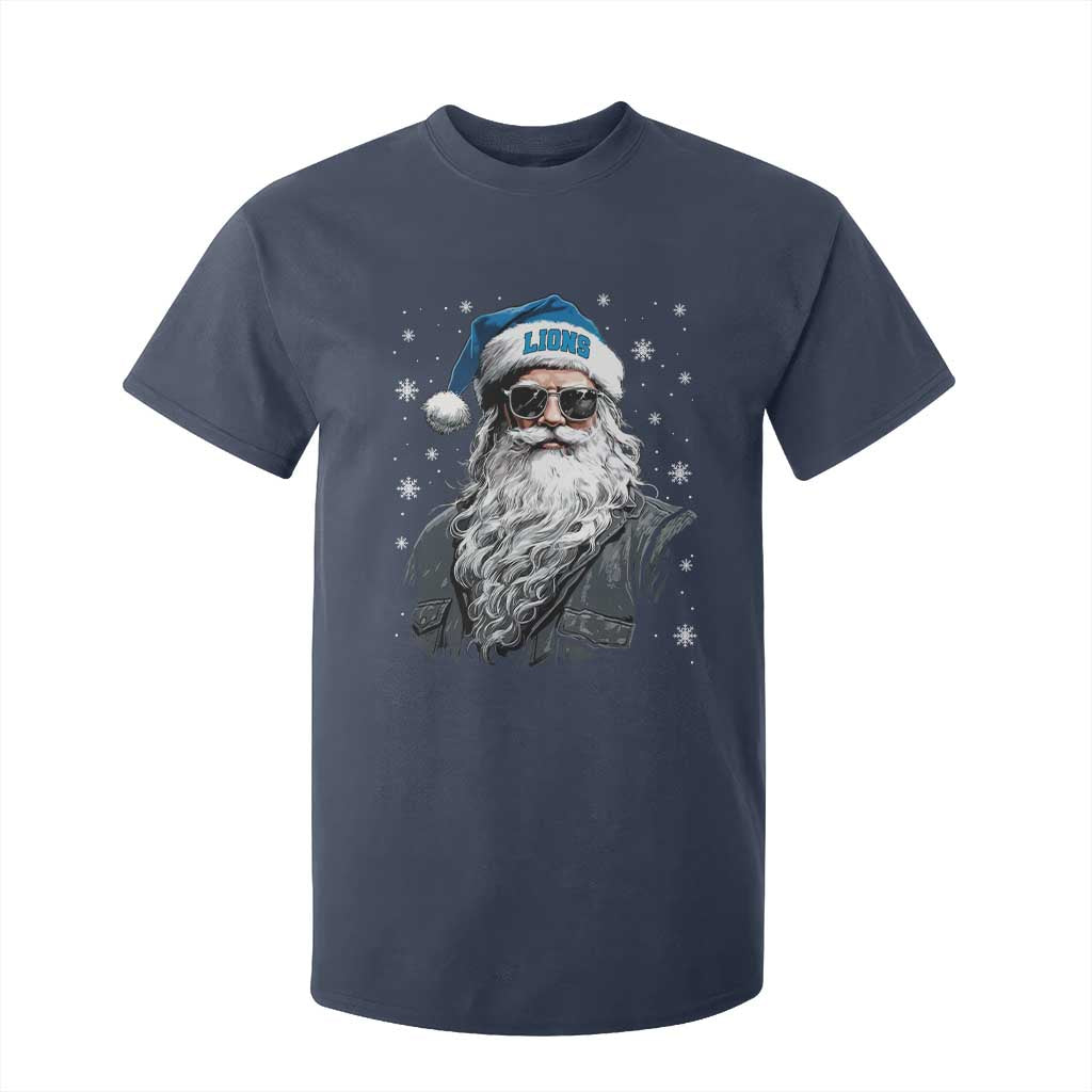 Vintage DFL Christmas T Shirt For Kid Retro Santa Lions Fan Game Day TS10 Navy Print Your Wear
