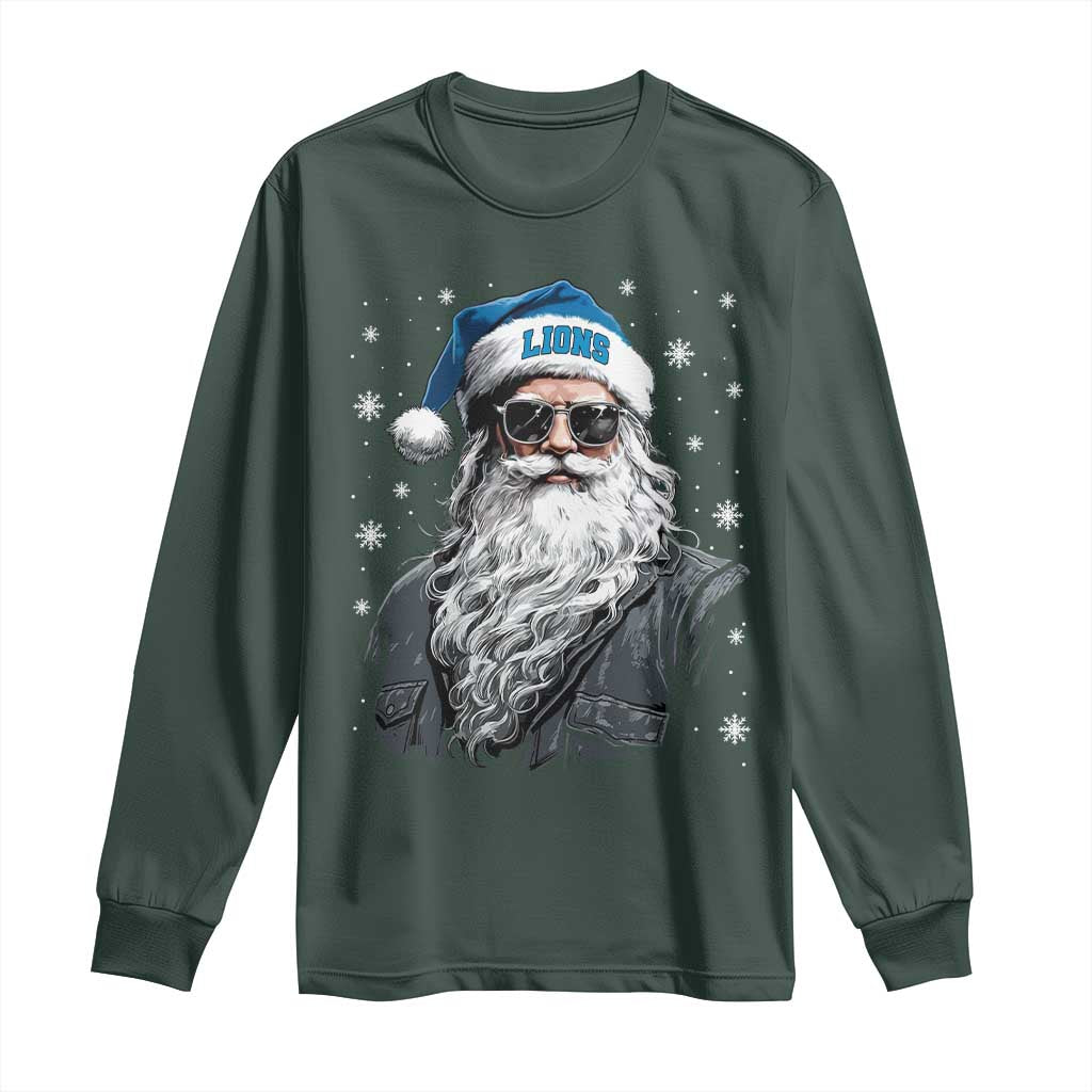 Vintage DFL Christmas Long Sleeve Shirt Retro Santa Lions Fan Game Day TS10 Dark Forest Green Print Your Wear
