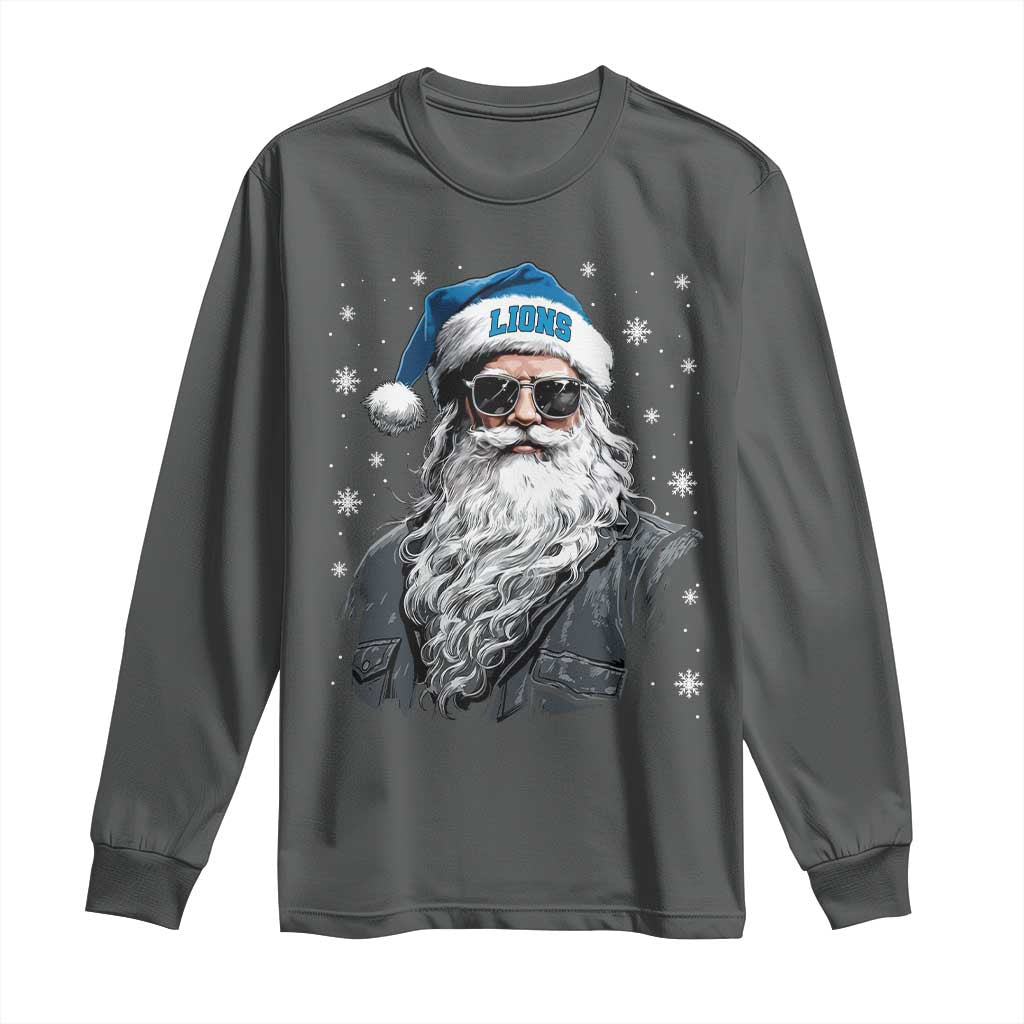 Vintage DFL Christmas Long Sleeve Shirt Retro Santa Lions Fan Game Day TS10 Dark Heather Print Your Wear