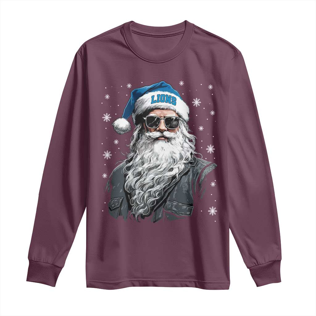 Vintage DFL Christmas Long Sleeve Shirt Retro Santa Lions Fan Game Day TS10 Maroon Print Your Wear