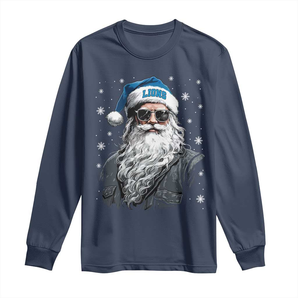 Vintage DFL Christmas Long Sleeve Shirt Retro Santa Lions Fan Game Day TS10 Navy Print Your Wear