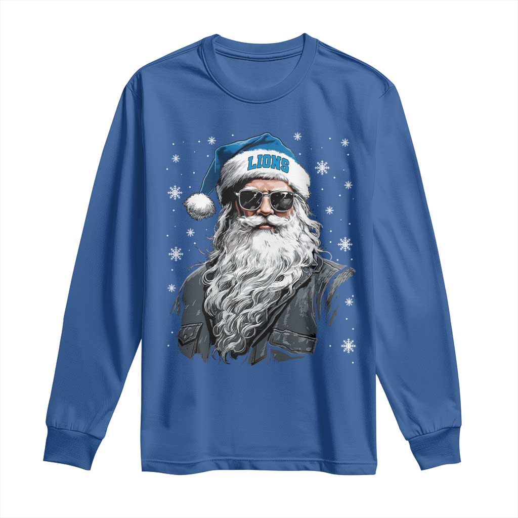Vintage DFL Christmas Long Sleeve Shirt Retro Santa Lions Fan Game Day TS10 Royal Blue Print Your Wear