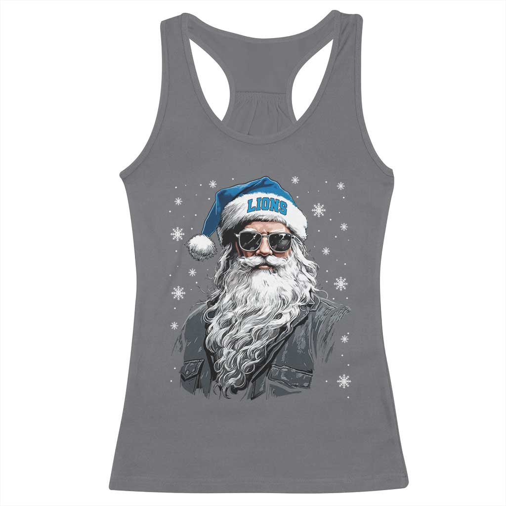 Vintage DFL Christmas Racerback Tank Top Retro Santa Lions Fan Game Day TS10 Charcoal Print Your Wear