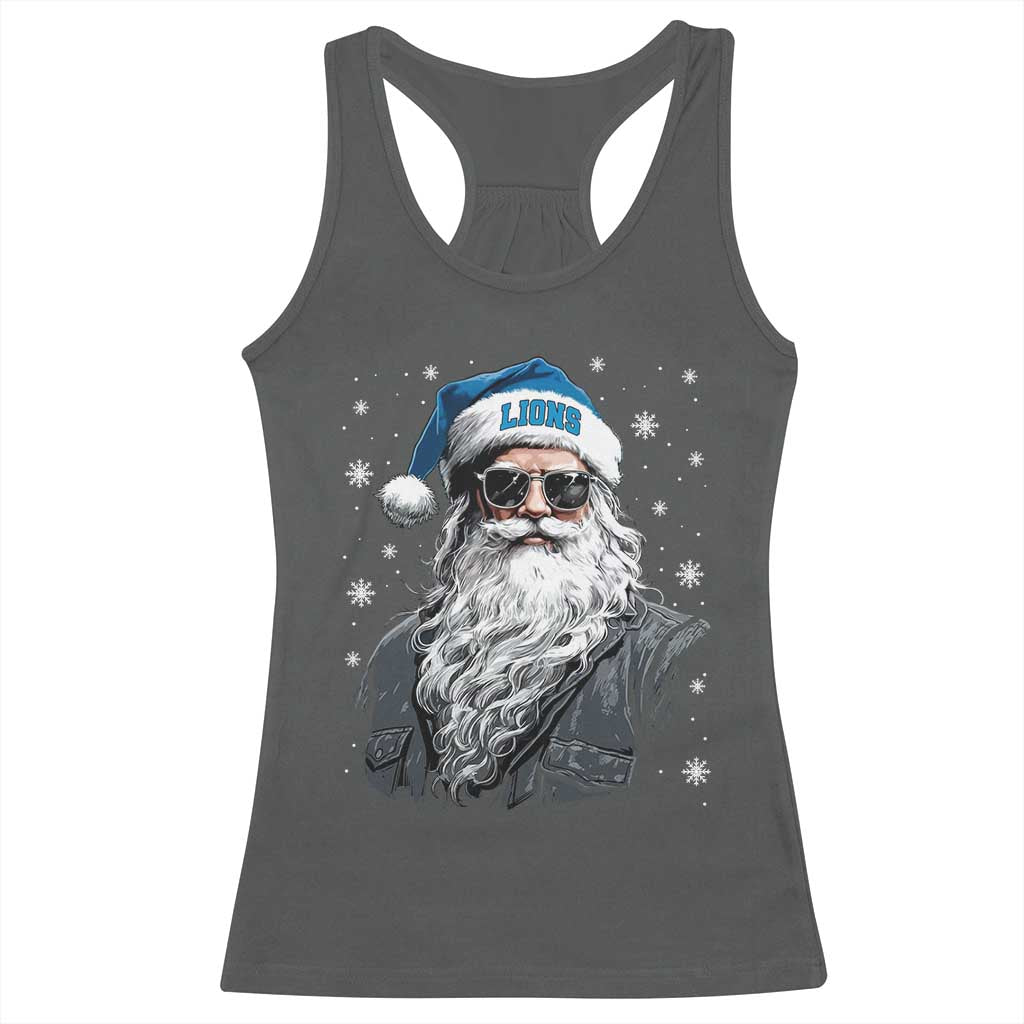 Vintage DFL Christmas Racerback Tank Top Retro Santa Lions Fan Game Day TS10 Dark Heather Print Your Wear