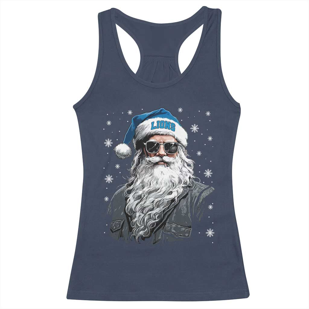 Vintage DFL Christmas Racerback Tank Top Retro Santa Lions Fan Game Day TS10 Navy Print Your Wear