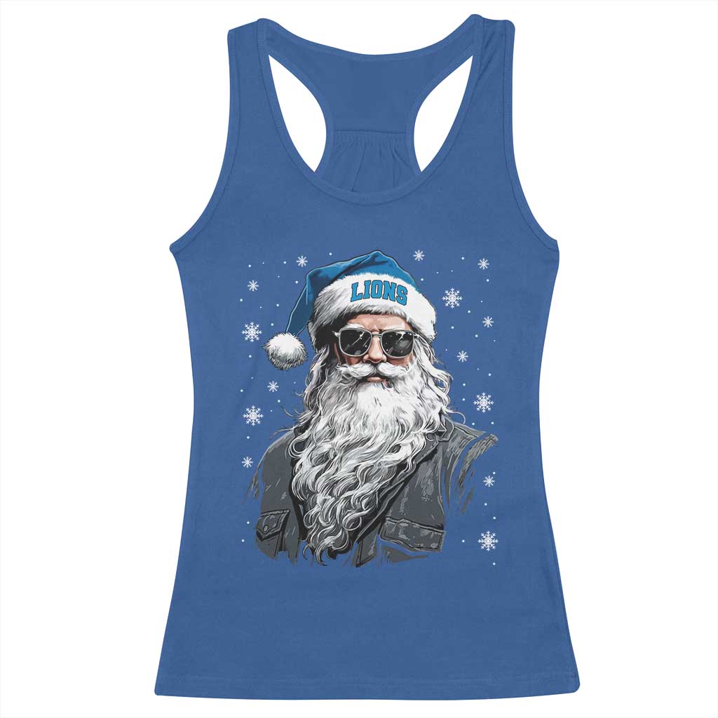 Vintage DFL Christmas Racerback Tank Top Retro Santa Lions Fan Game Day TS10 Royal Blue Print Your Wear