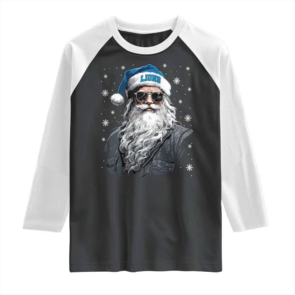 Vintage DFL Christmas Raglan Shirt Retro Santa Lions Fan Game Day TS10 Black White Print Your Wear