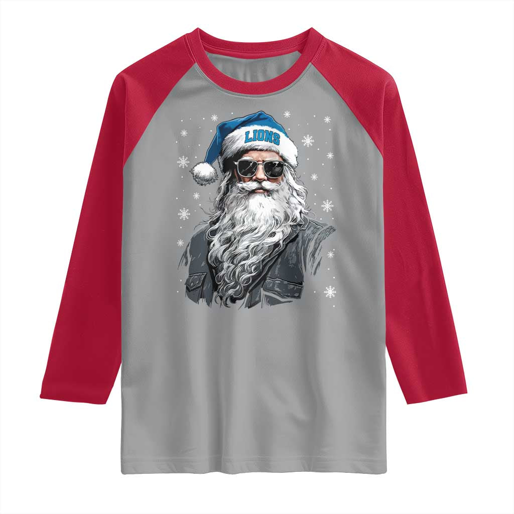 Vintage DFL Christmas Raglan Shirt Retro Santa Lions Fan Game Day TS10 Sport Gray Red Print Your Wear