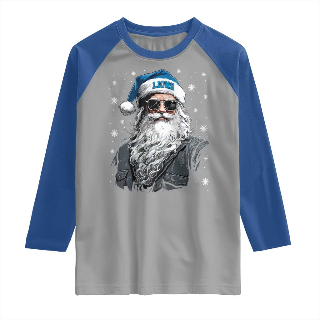 Vintage DFL Christmas Raglan Shirt Retro Santa Lions Fan Game Day TS10 Sport Gray Royal Print Your Wear