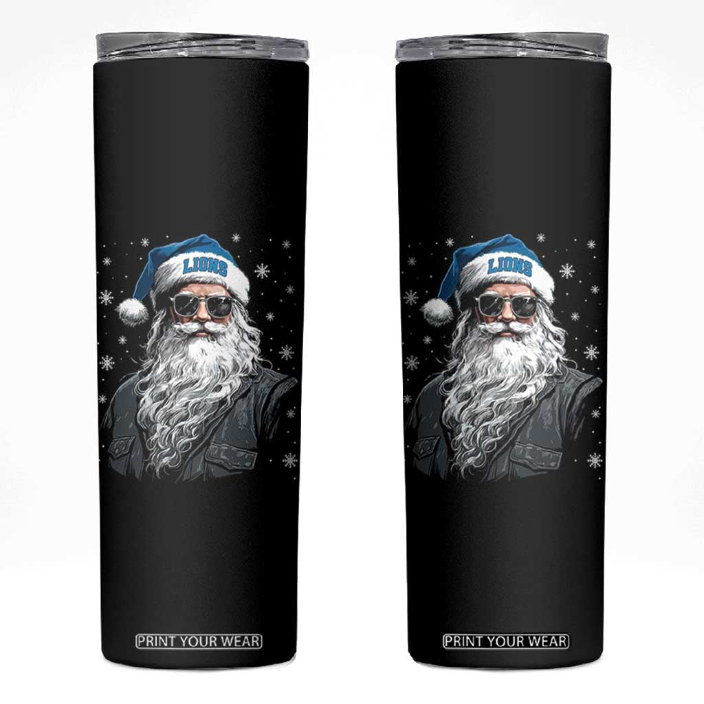 Vintage DFL Christmas Skinny Tumbler Retro Santa Lions Fan Game Day TS10 Black Print Your Wear