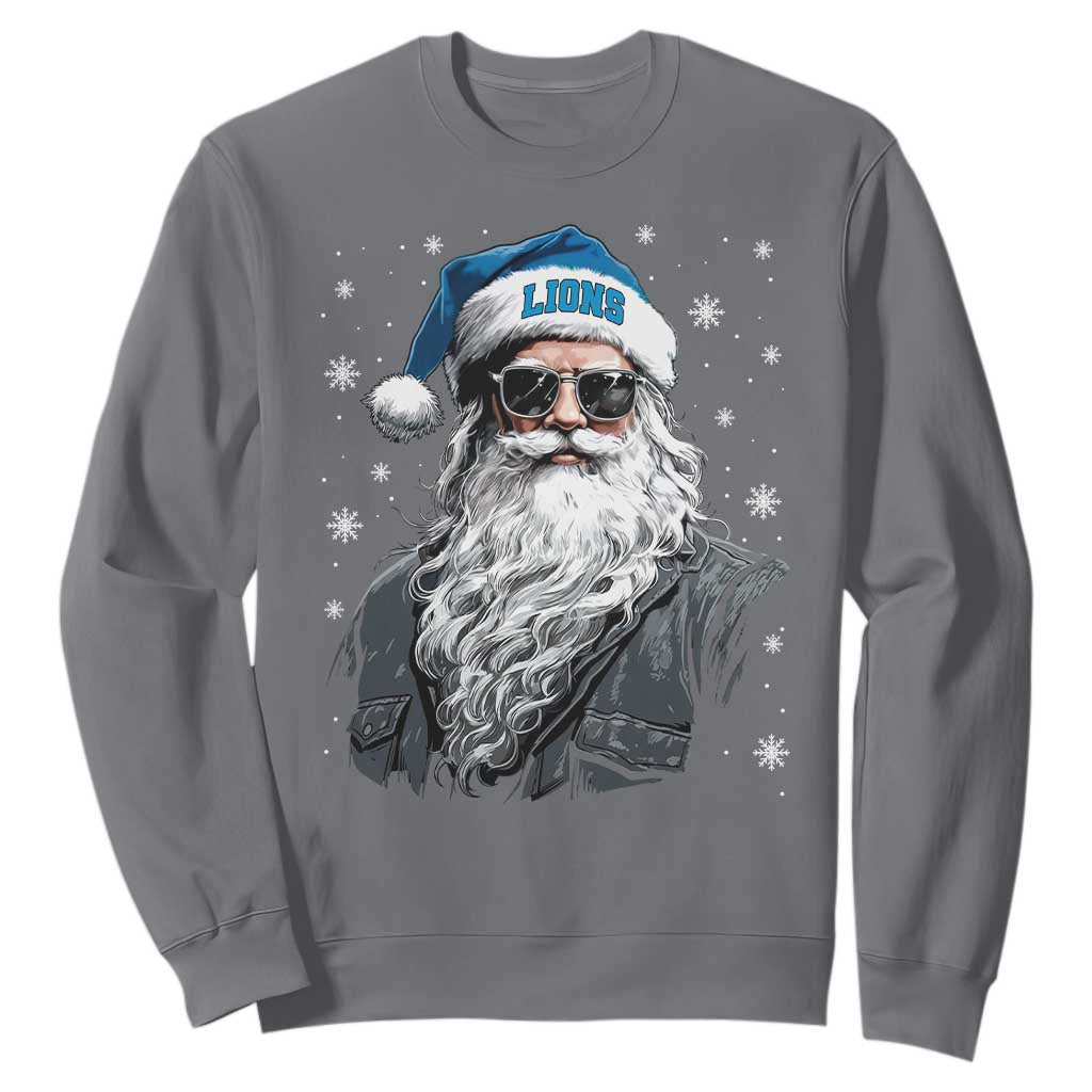 Vintage DFL Christmas Sweatshirt Retro Santa Lions Fan Game Day TS10 Charcoal Print Your Wear