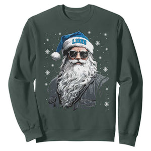 Vintage Detroit Football Christmas Sweatshirt Retro Santa Lions Fan Game Day TS10 Dark Forest Green Print Your Wear