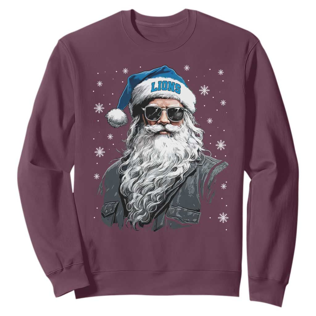 Vintage DFL Christmas Sweatshirt Retro Santa Lions Fan Game Day TS10 Maroon Print Your Wear